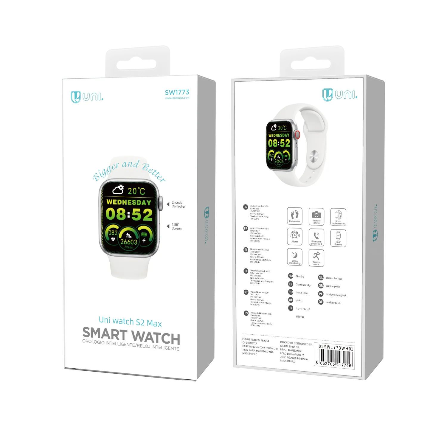 Smartwatch with 1.86-Inch Screen, CE Approved
