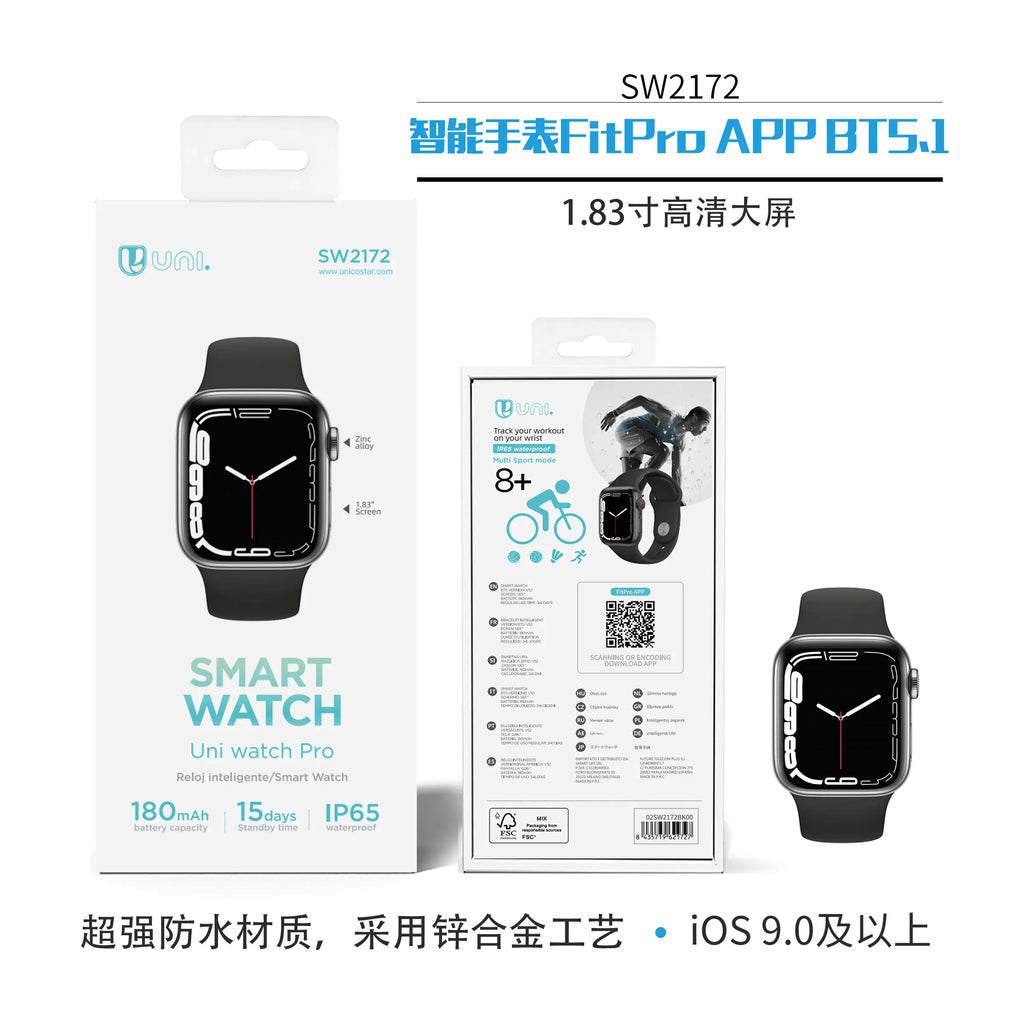 Smartwatch – FitPro App, Bluetooth 5.1, 1.83" Display, CE Certified (ES Version)
